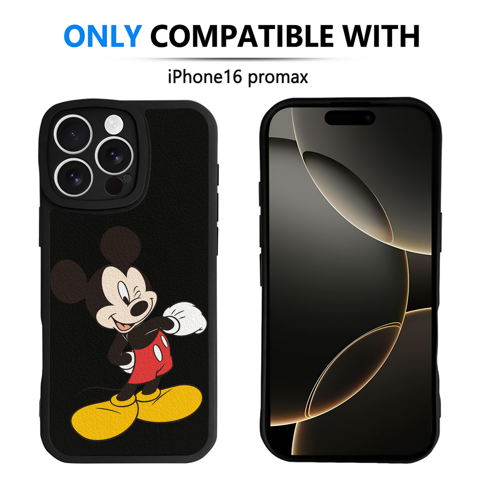 （画像用） ミッキーマウス Mickey Mouse 【iPhone 16シリーズ対応】シリコンスマホケース（レザー調） 材質：シリコン